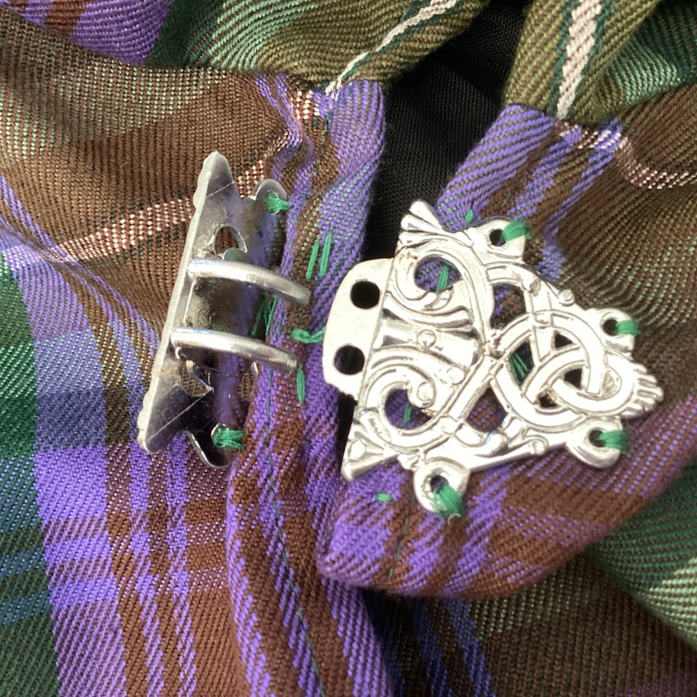 Handmade Fully Lined Purple Green Brown Hooded Cape Silver Toggle - Picture 8 of 8